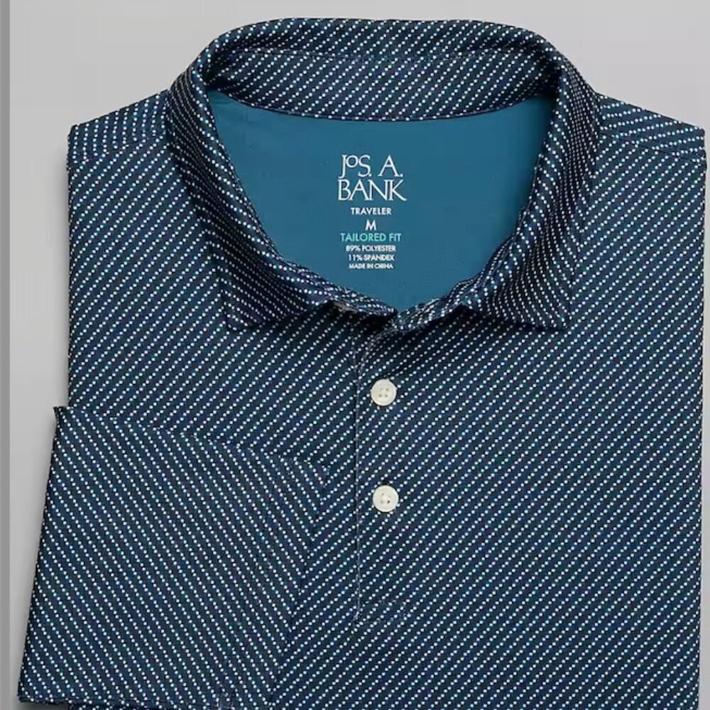 Jos. A .Bank Traveller Collection  Diagonal Dot Performance Long Sleeve Polo